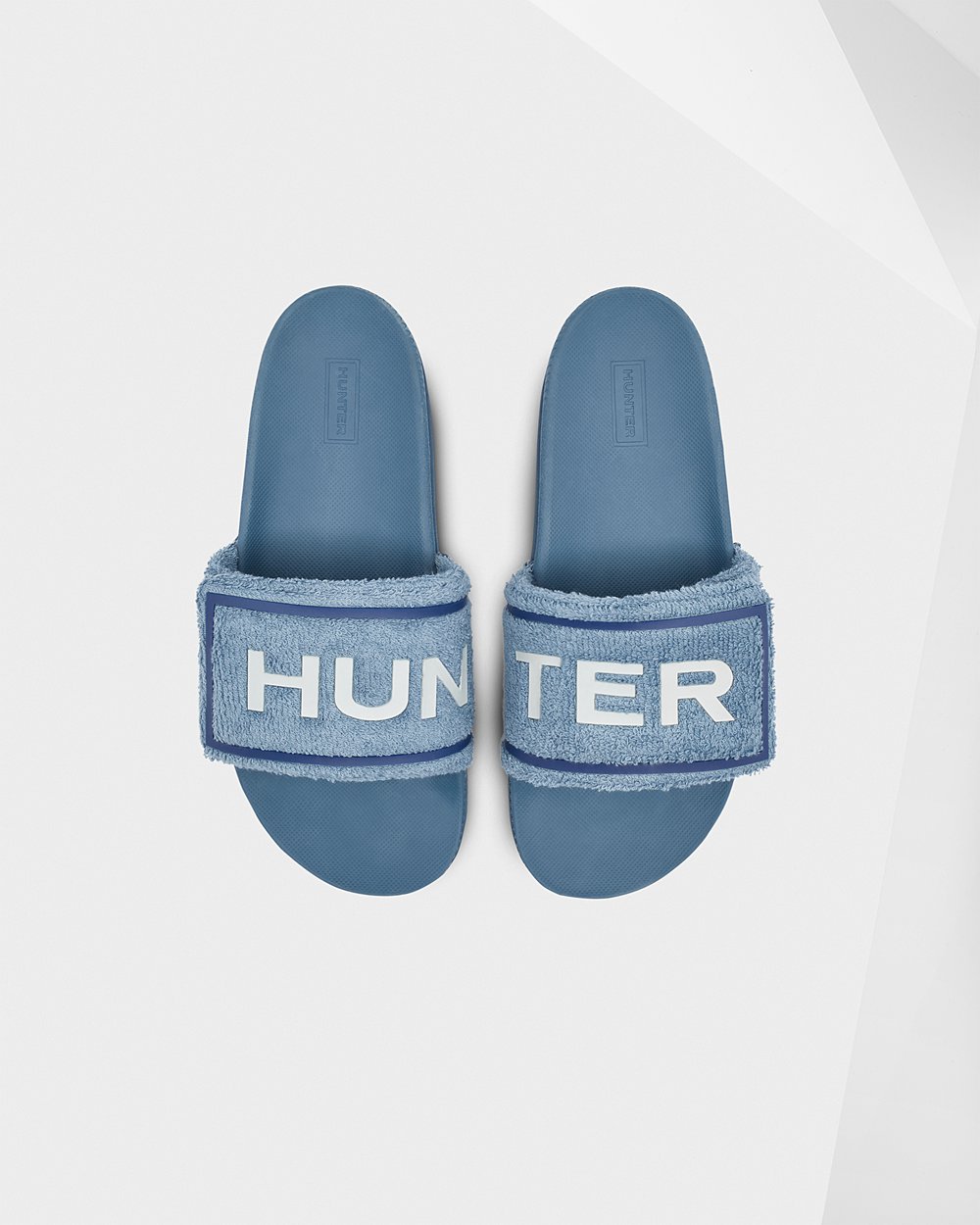 Slippers Dames - Hunter Original Terry Towelling Logo Adjustable - Blauw - 48BSOIRML